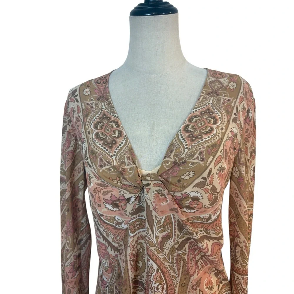 Y2K Bandolino Top‎ Skirt Set Paisley Boho Midi Sz 6 Fairy Grunge Soft Girl